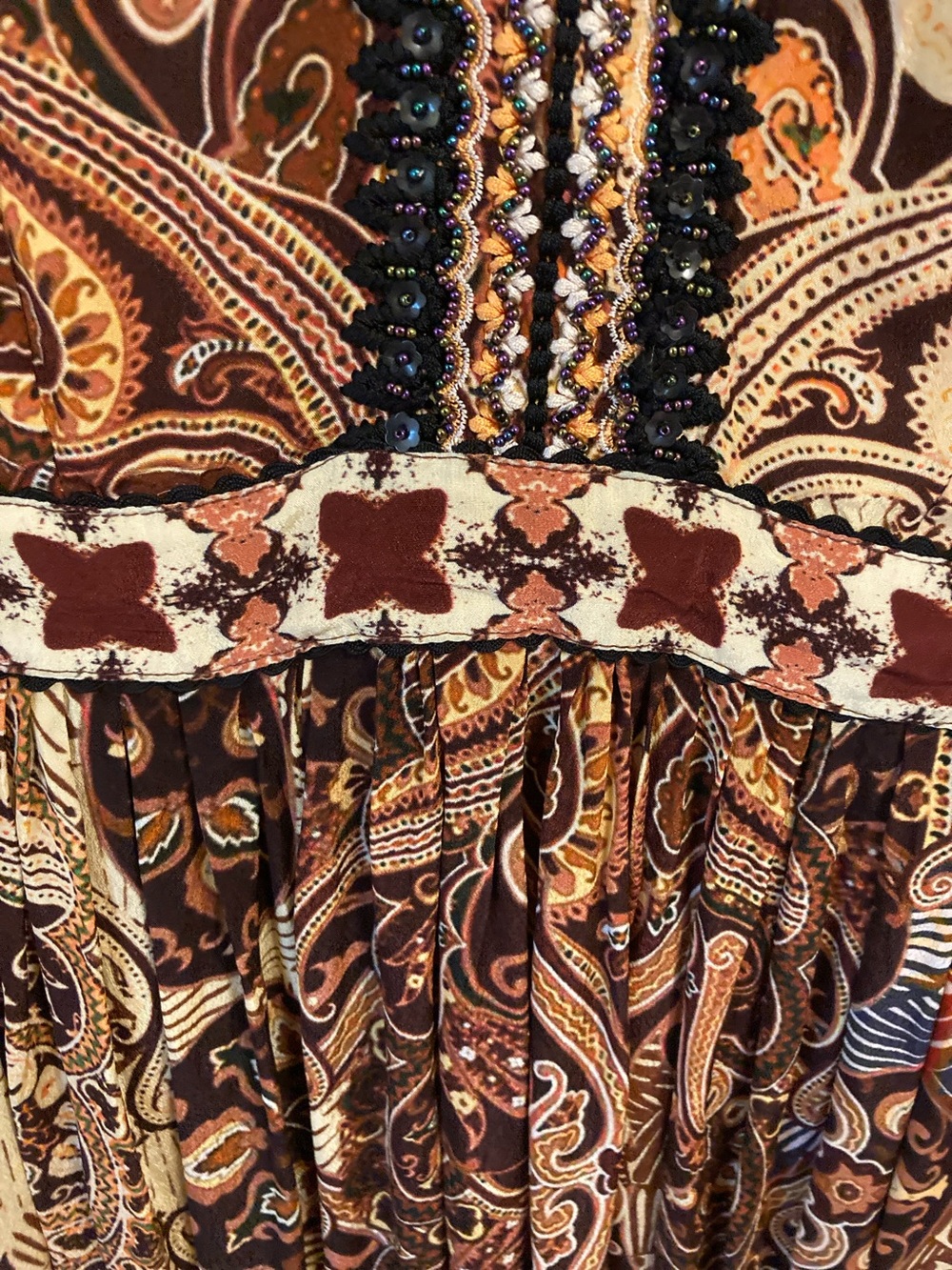 Bohemian V-Neck Maxi Dress in Brown and Cream - Picture 4 of 16